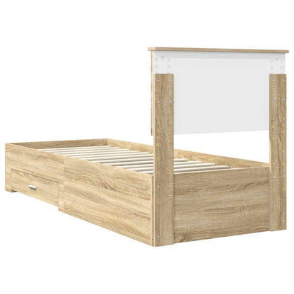 Bed Frame Sonoma Oak and Silver 75 x 190 cm Engineered Wood