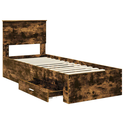 Bed Frame Smoked Oak and Silver 75 x 190 cm Engineered Wood