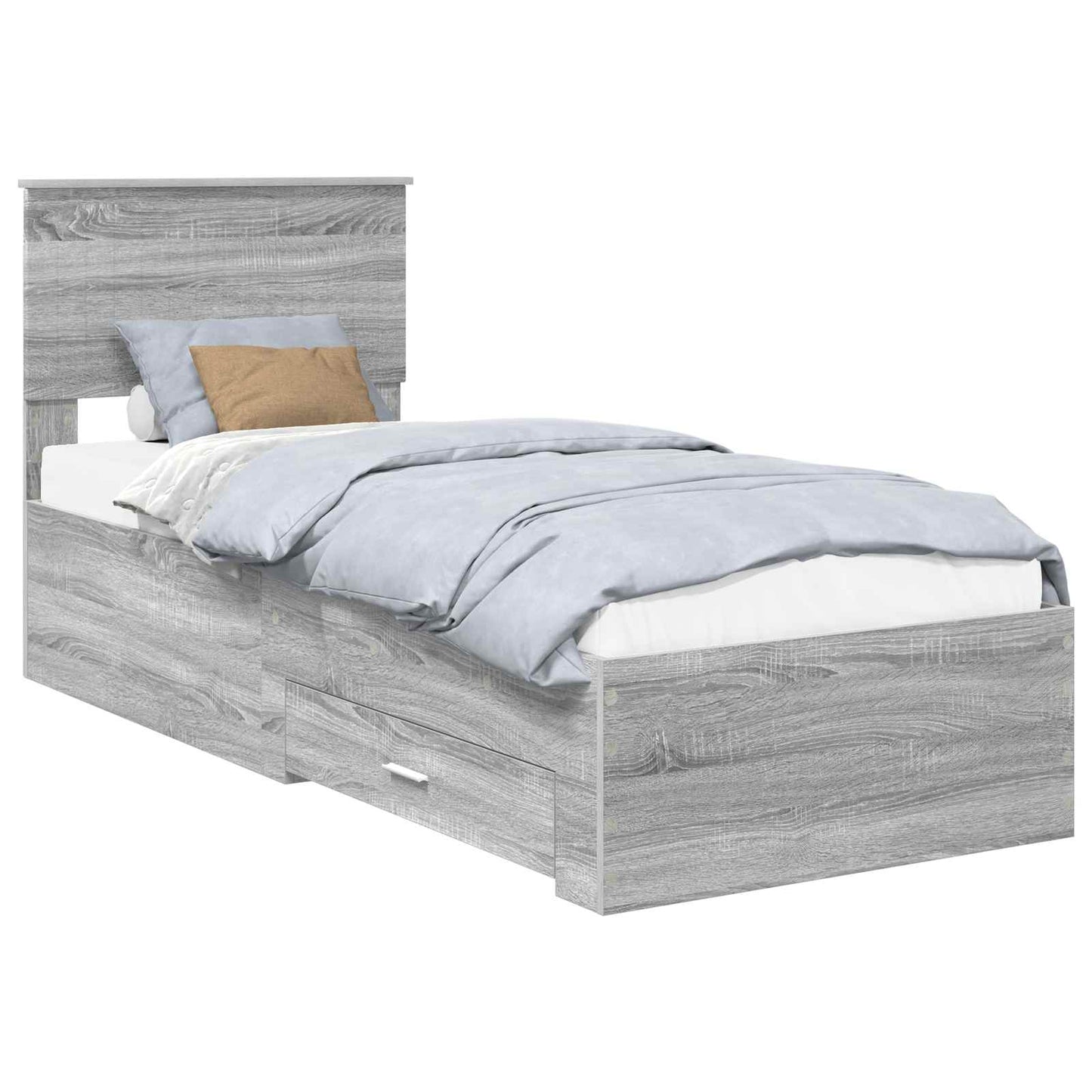 Bed Frame Grey Sonoma and Silver 75 x 190 cm Engineered Wood