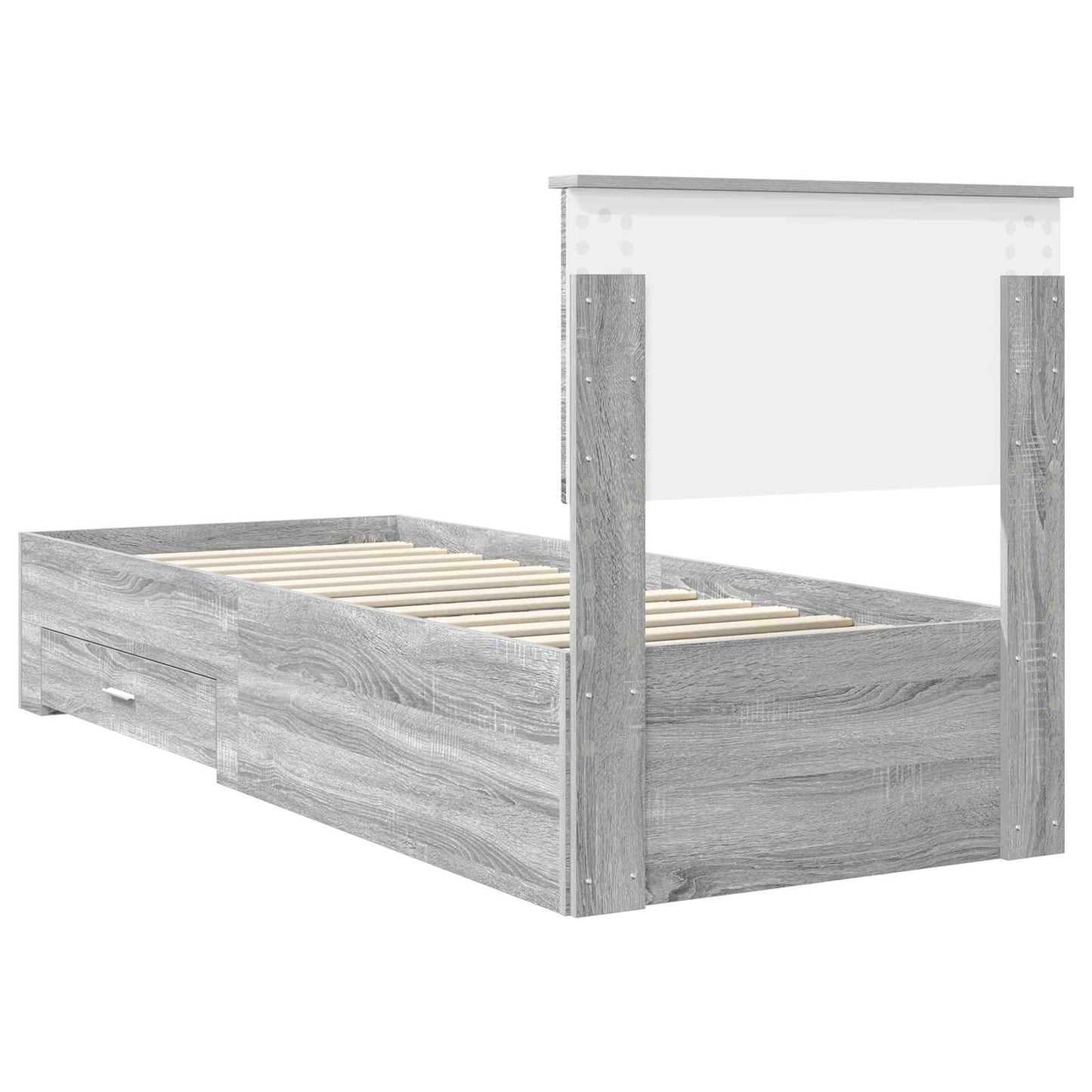 Bed Frame Grey Sonoma and Silver 75 x 190 cm Engineered Wood