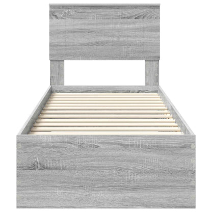 Bed Frame Grey Sonoma and Silver 75 x 190 cm Engineered Wood
