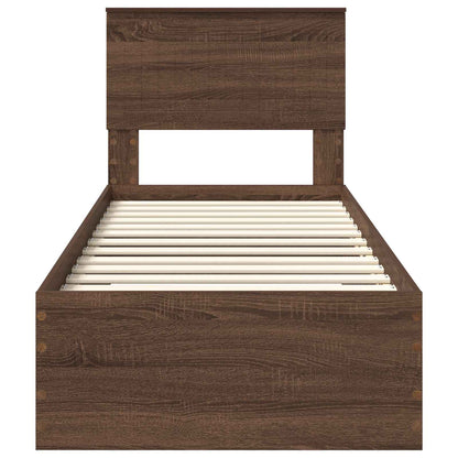 Bed Frame Brown Oak and Silver 75 x 190 cm Engineered Wood