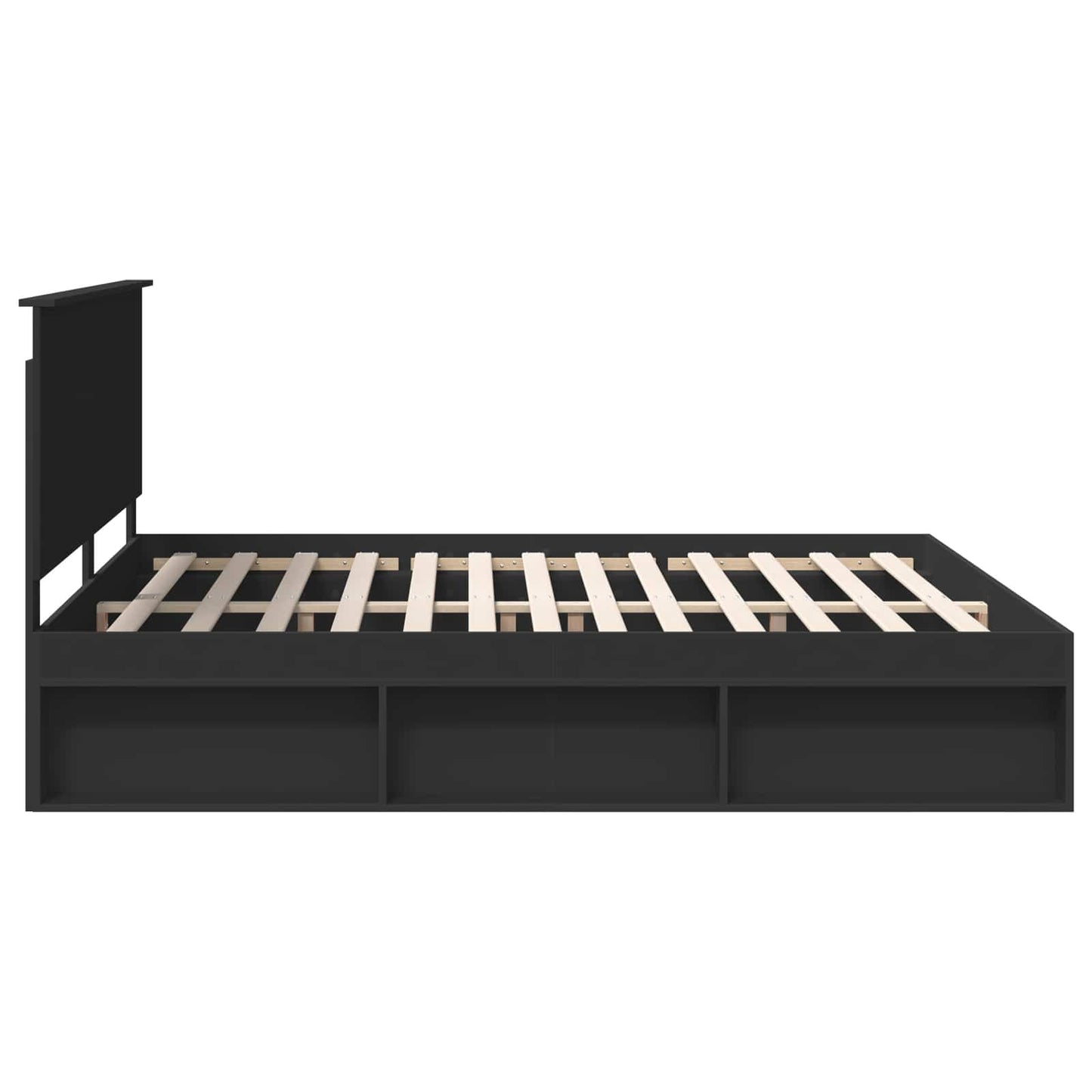 Bed Frame with Headboard Black 180 x 200 cm Solid Pine Wood
