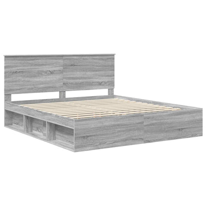 Bed Frame Grey Sonoma 180 x 200 cm Solid Pine Wood