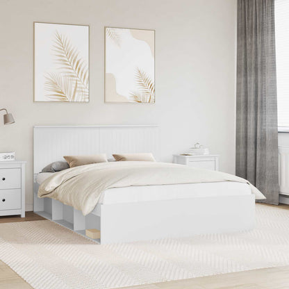 Bed Frame with Headboard White 160 x 200 cm Solid Pine Wood