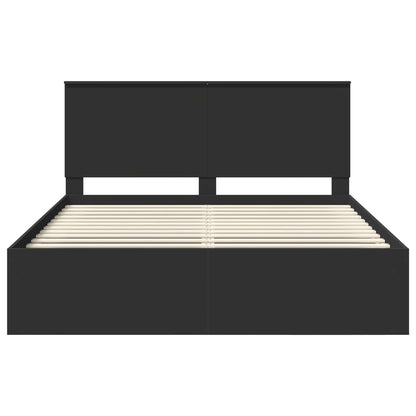 Bed Frame with Headboard Black 160 x 200 cm Solid Pine Wood