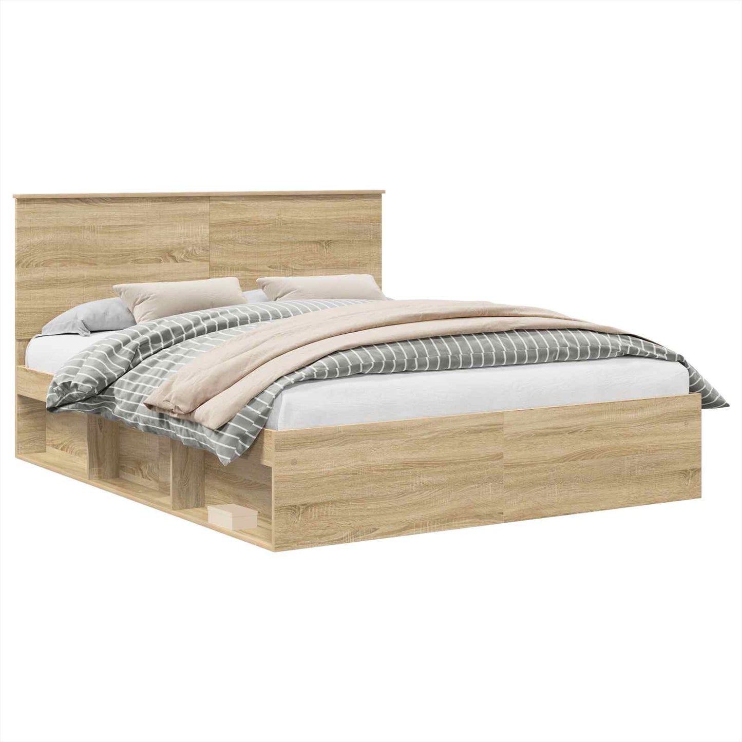 Bed Frame with Headboard Sonoma 160 x 200 cm Solid Pine Wood