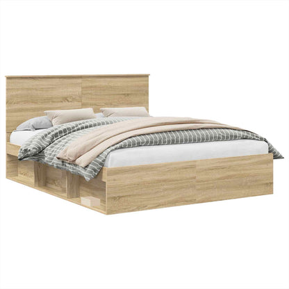 Bed Frame with Headboard Sonoma 160 x 200 cm Solid Pine Wood