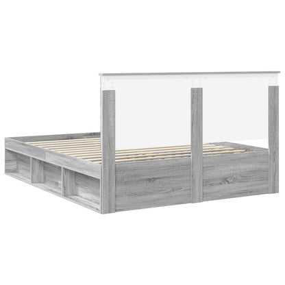 Bed Frame Grey Sonoma 160 x 200 cm Solid Pine Wood