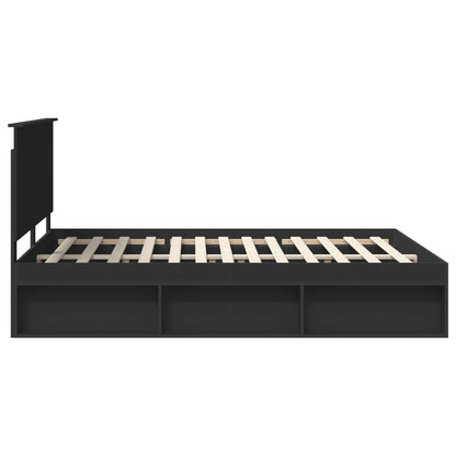 Bed Frame with Headboard Black 150 x 200 cm Solid Pine Wood