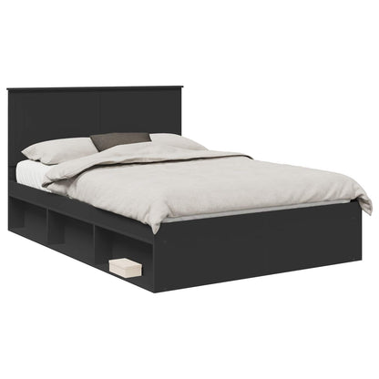 Bed Frame with Headboard Black 140 x 200 cm Solid Pine Wood