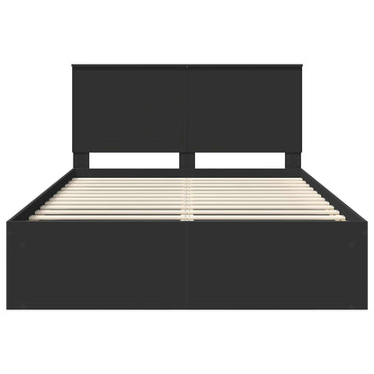Bed Frame with Headboard Black 140 x 200 cm Solid Pine Wood