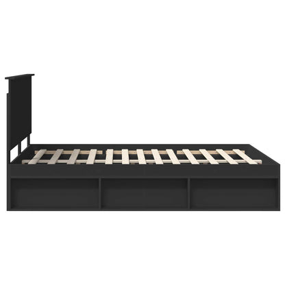Bed Frame with Headboard Black 140 x 200 cm Solid Pine Wood
