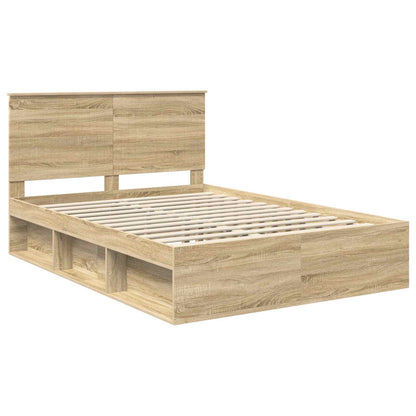 Bed Frame with Headboard Sonoma 140 x 200 cm Solid Pine Wood