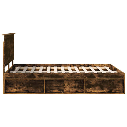 Bed Frame Smoked Oak 140 x 200 cm Solid Pine Wood