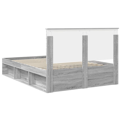 Bed Frame Grey Sonoma 140 x 200 cm Solid Pine Wood