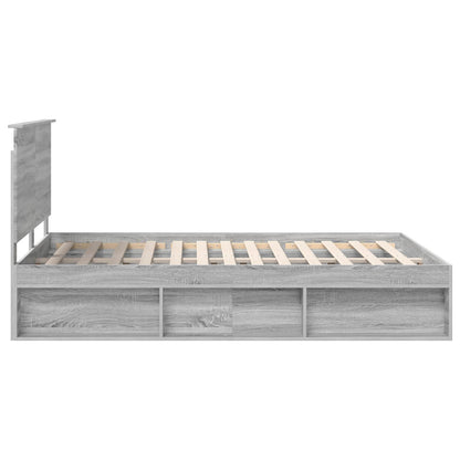 Bed Frame Grey Sonoma 140 x 200 cm Solid Pine Wood
