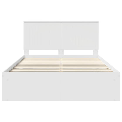 Bed Frame with Headboard White 140 x 190 cm Solid Pine Wood