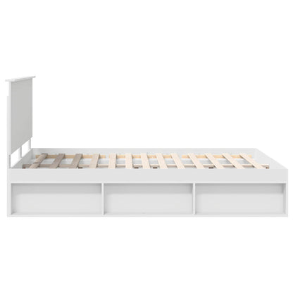 Bed Frame with Headboard White 140 x 190 cm Solid Pine Wood