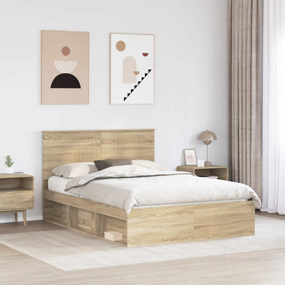 Bed Frame with Headboard Sonoma 140 x 190 cm Solid Pine Wood