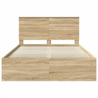 Bed Frame with Headboard Sonoma 140 x 190 cm Solid Pine Wood