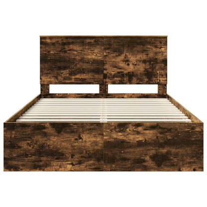 Bed Frame Smoked Oak 140 x 190 cm Solid Pine Wood