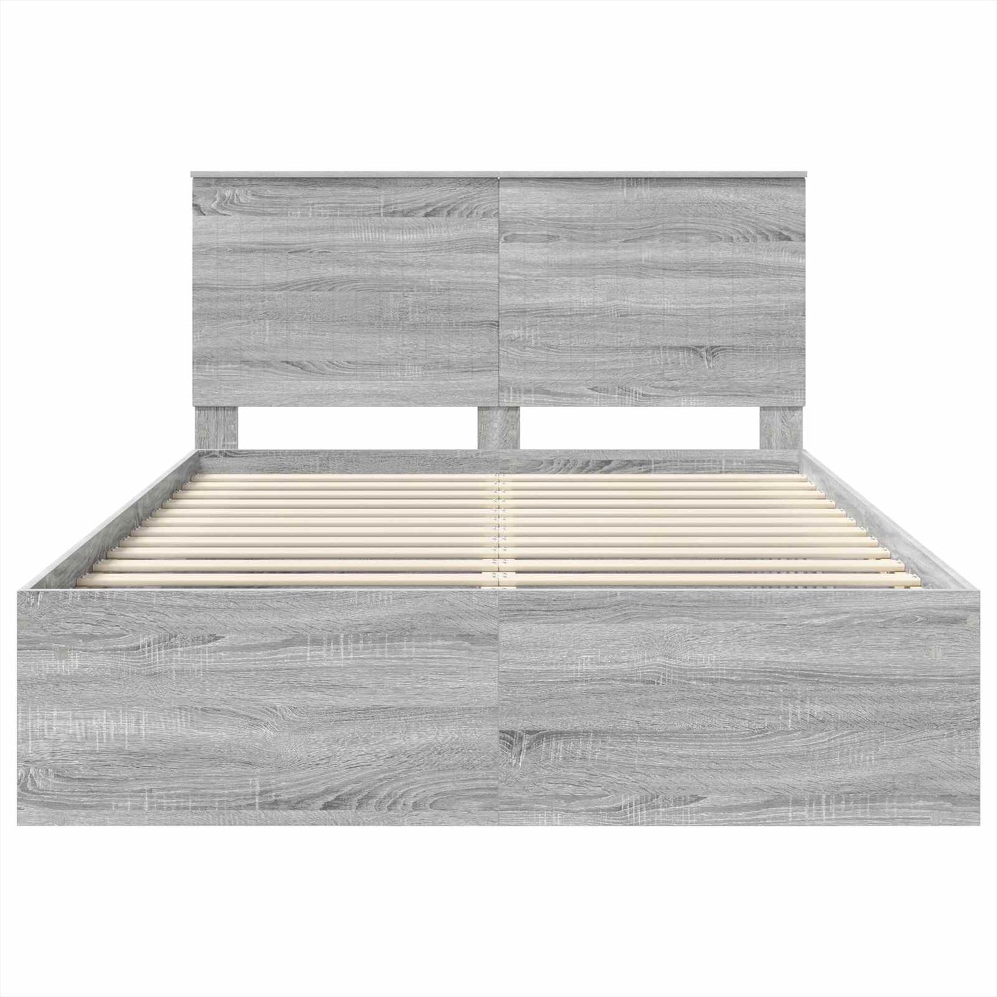 Bed Frame Grey Sonoma 140 x 190 cm Solid Pine Wood