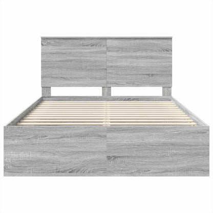 Bed Frame Grey Sonoma 140 x 190 cm Solid Pine Wood