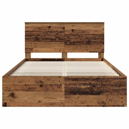 Bed Frame with Headboard Old Wood 140 x 190 cm Solid Pine Wood