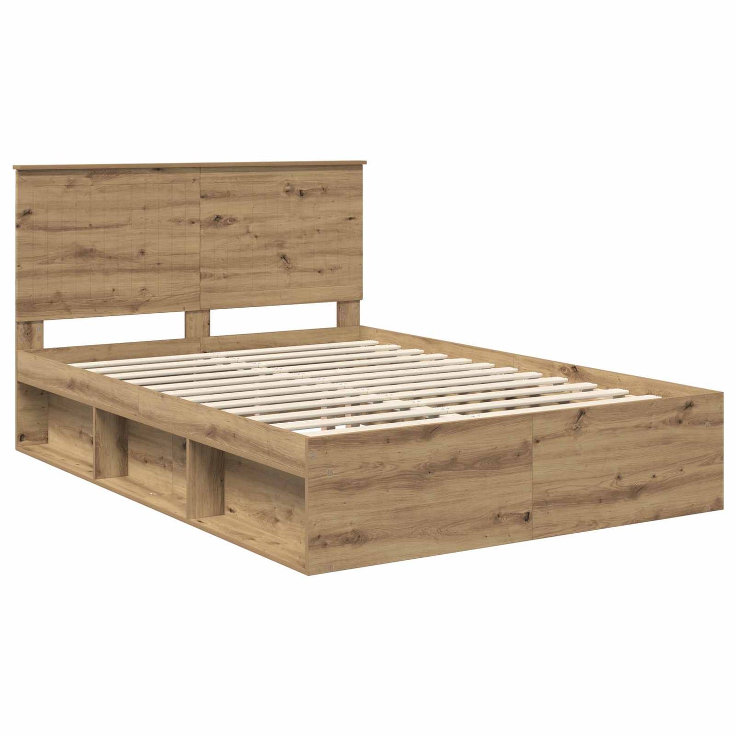 Bed Frame Artisian Oak 140 x 190 cm Solid Pine Wood