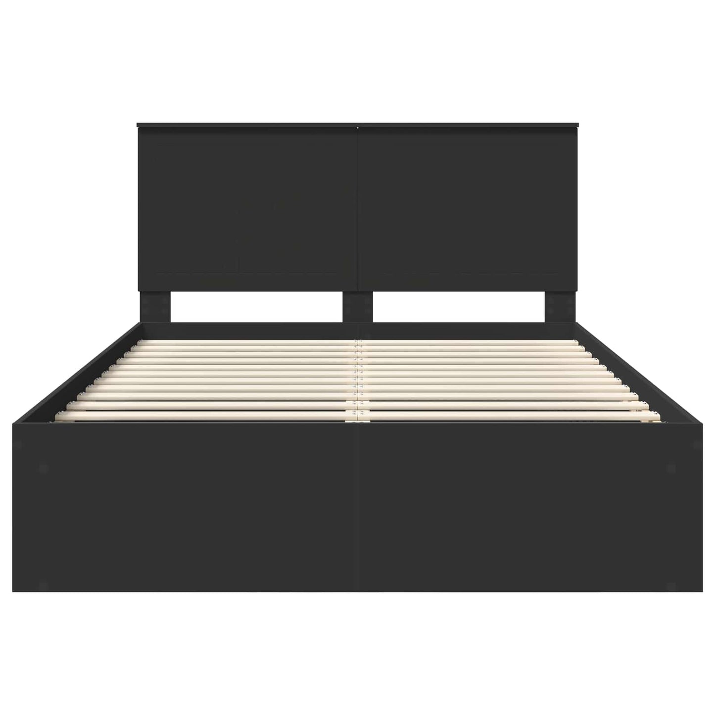 Bed Frame with Headboard Black 135 x 190 cm Solid Pine Wood
