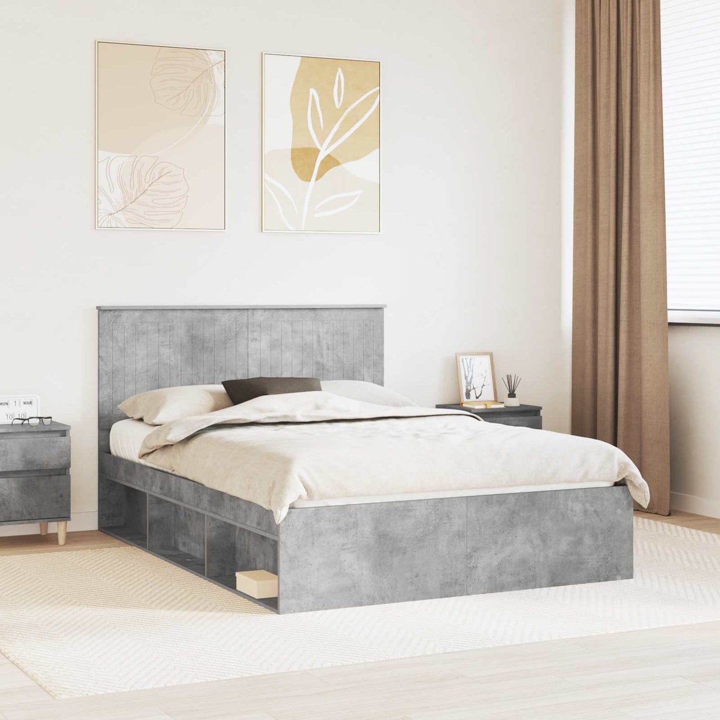 Bed Frame Concerte Grey 135 x 190 cm Solid Pine Wood