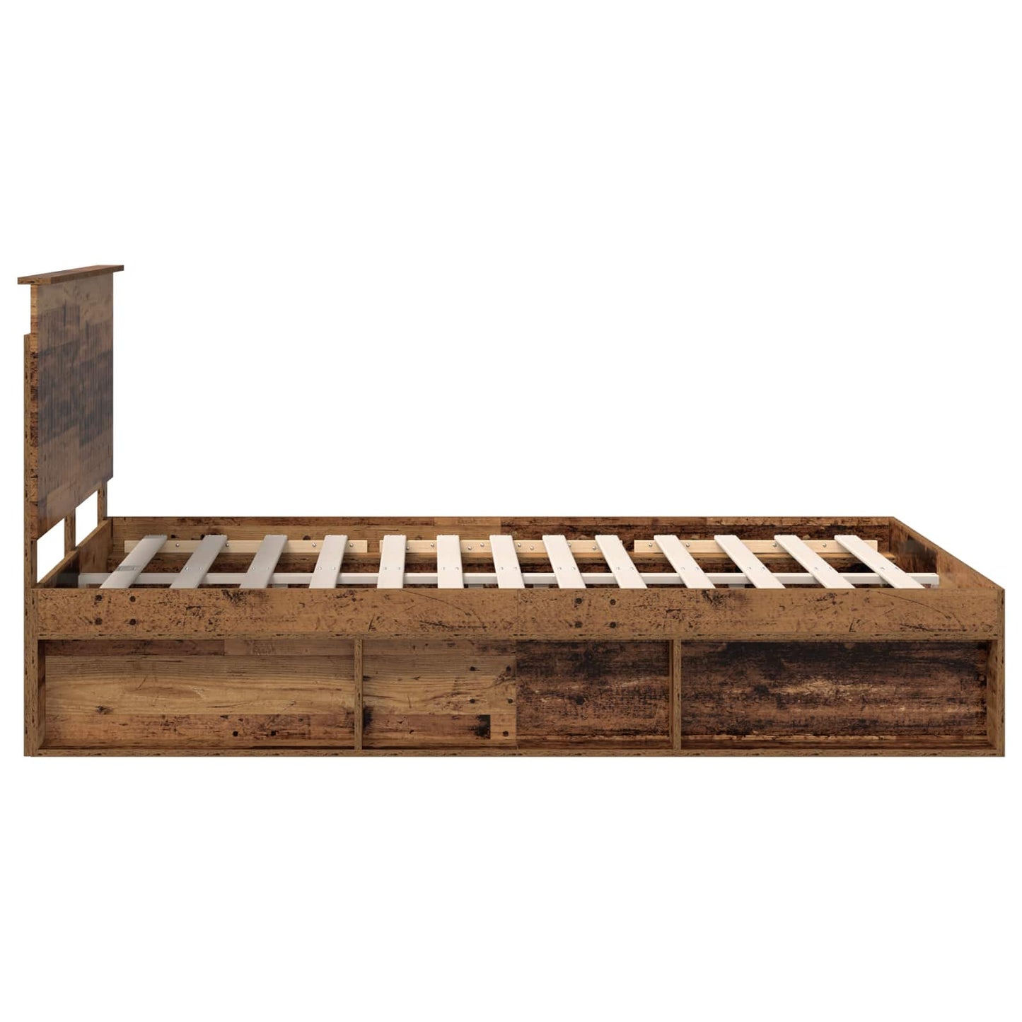 Bed Frame with Headboard Old Wood 135 x 190 cm Solid Pine Wood