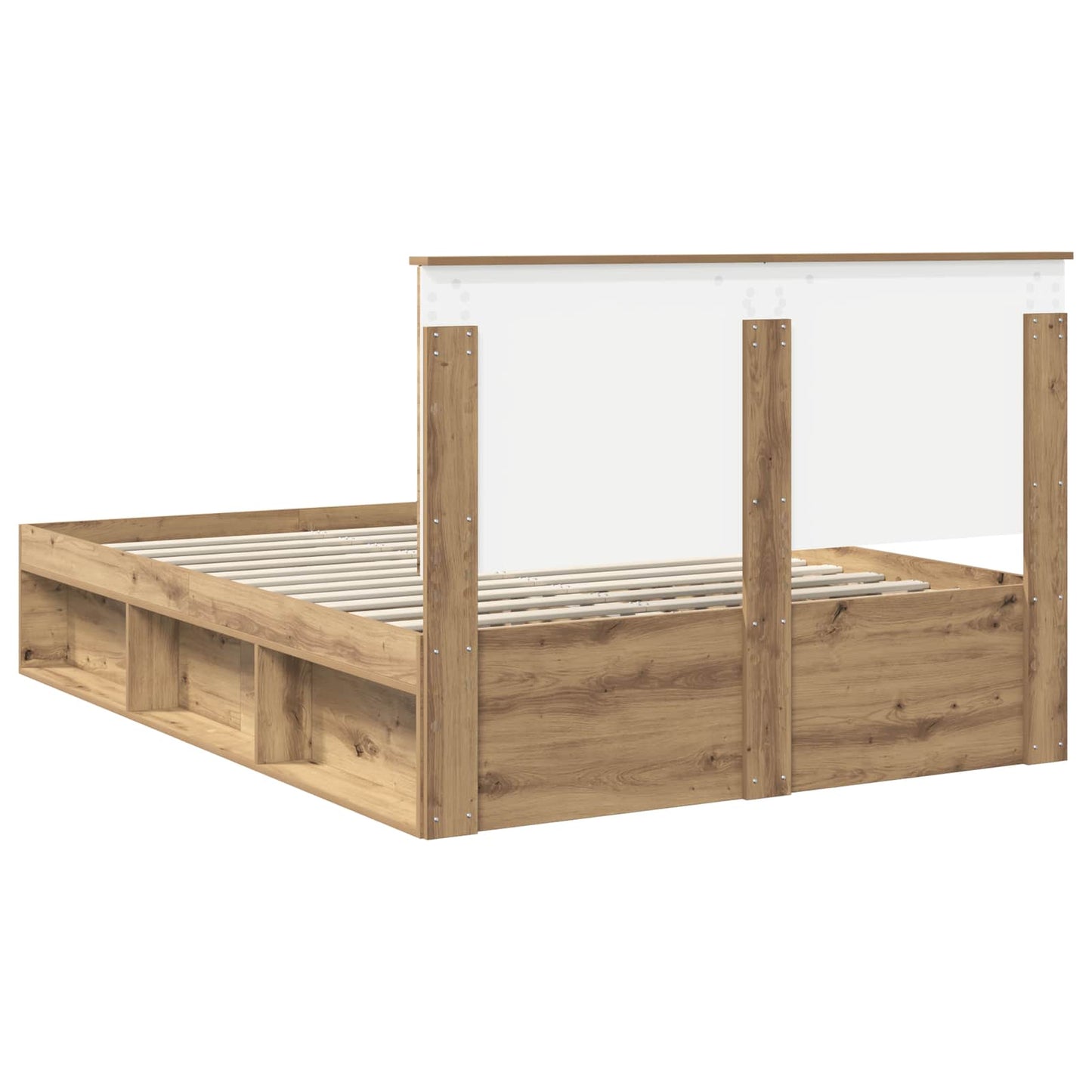 Bed Frame Artisian Oak 135 x 190 cm Solid Pine Wood