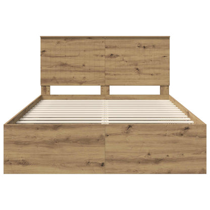 Bed Frame Artisian Oak 135 x 190 cm Solid Pine Wood