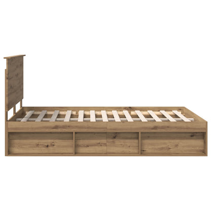 Bed Frame Artisian Oak 135 x 190 cm Solid Pine Wood
