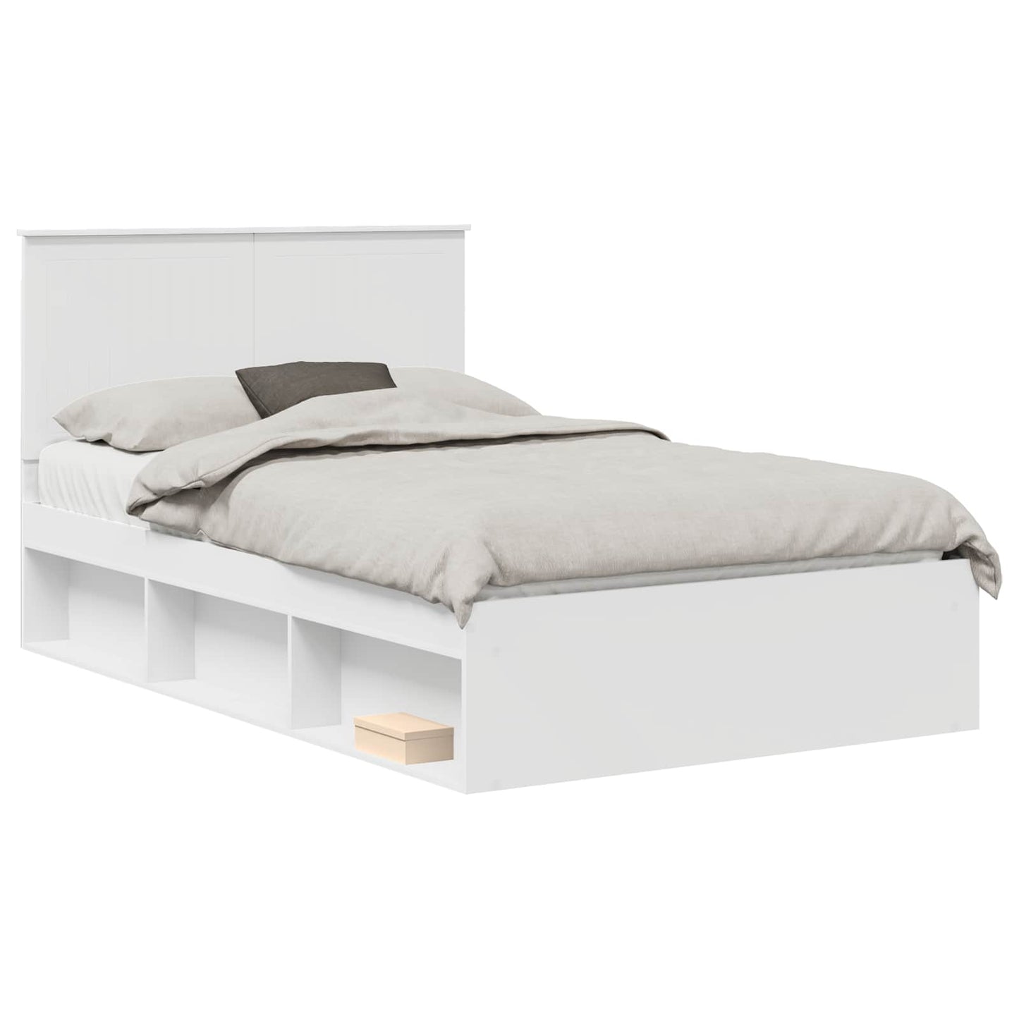 Bed Frame with Headboard White 120 x 200 cm Solid Pine Wood