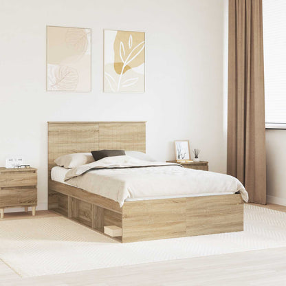 Bed Frame with Headboard Sonoma 120 x 200 cm Solid Pine Wood