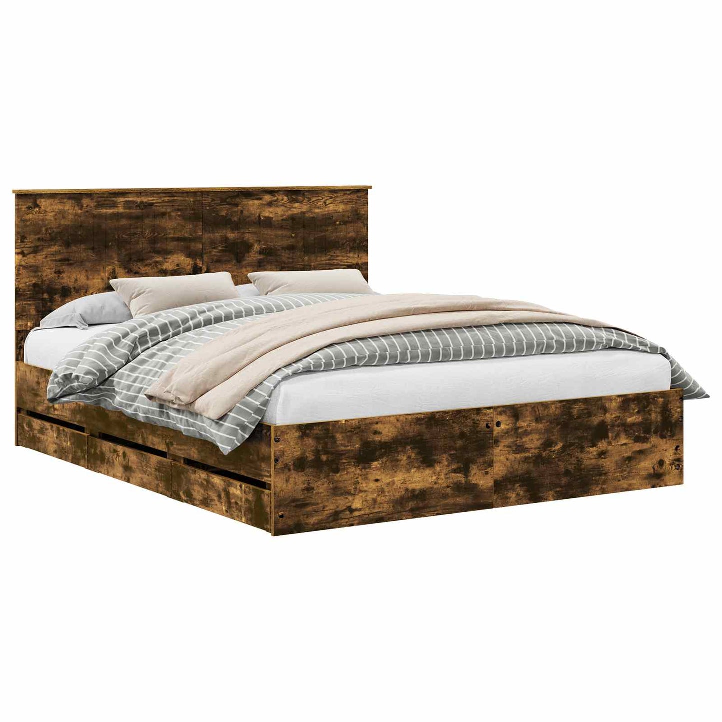 Bed Frame Smoked Oak 120 x 200 cm Solid Pine Wood