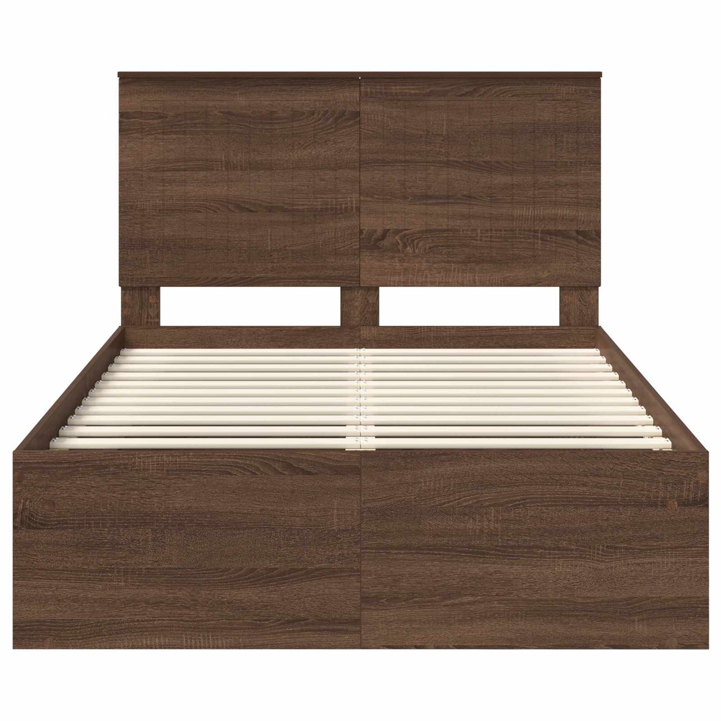 Bed Frame with Headboard Brown Oak 120 x 200 cm Solid Pine Wood