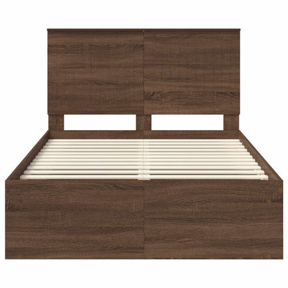 Bed Frame with Headboard Brown Oak 120 x 200 cm Solid Pine Wood