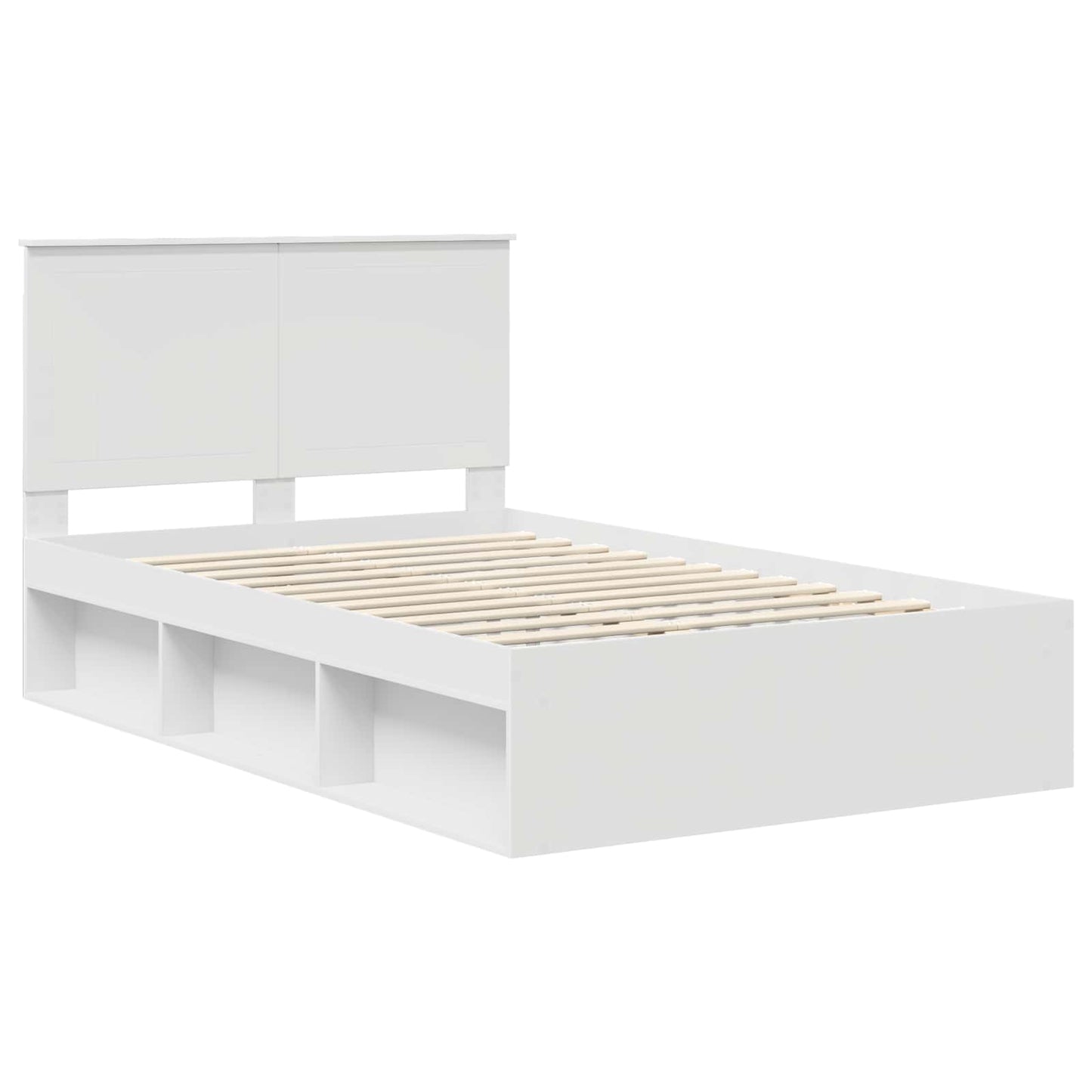 Bed Frame with Headboard White 120 x 190 cm Solid Pine Wood