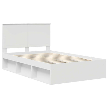 Bed Frame with Headboard White 120 x 190 cm Solid Pine Wood