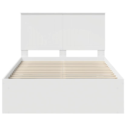 Bed Frame with Headboard White 120 x 190 cm Solid Pine Wood