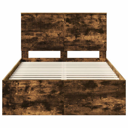 Bed Frame Smoked Oak 120 x 190 cm Solid Pine Wood