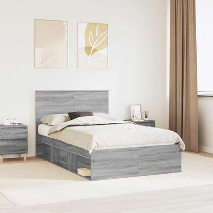Bed Frame Grey Sonoma 120 x 190 cm Solid Pine Wood