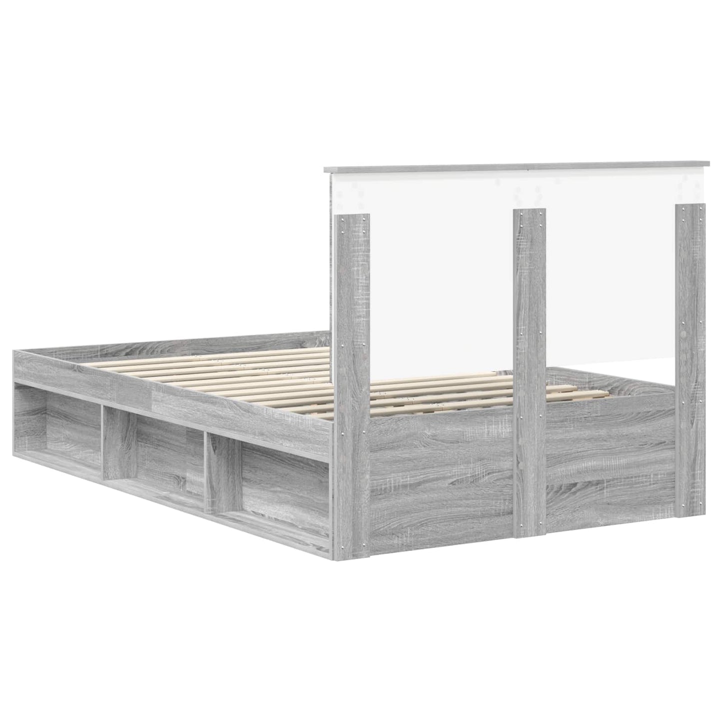 Bed Frame Grey Sonoma 120 x 190 cm Solid Pine Wood