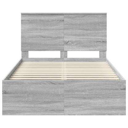 Bed Frame Grey Sonoma 120 x 190 cm Solid Pine Wood
