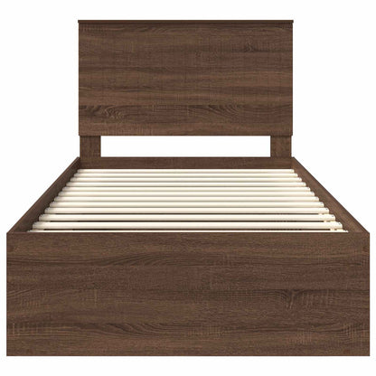 Bed Frame with Headboard Brown Oak 100 x 200 cm Solid Pine Wood
