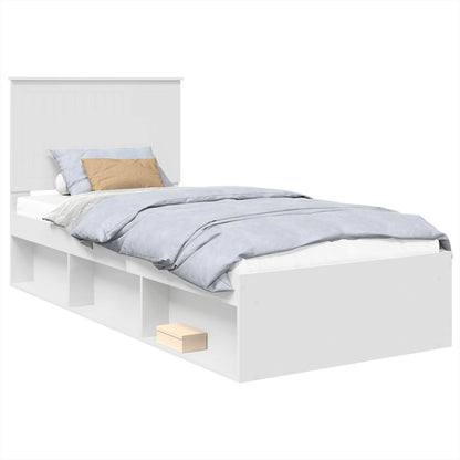 Bed Frame with Headboard White 90 x 200 cm Solid Pine Wood